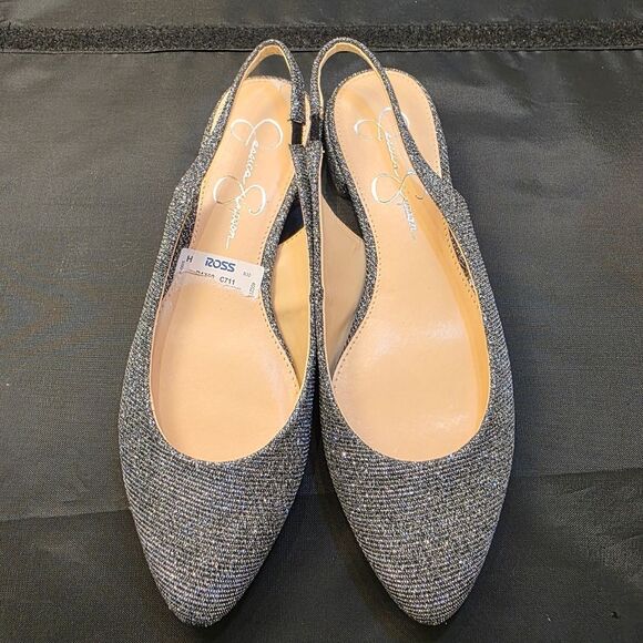 BRAND NEW JESSICA SIMPSON  GLITTERED WOMENS SLINGBACK FLAT SANDALS - Picture 4 of 16